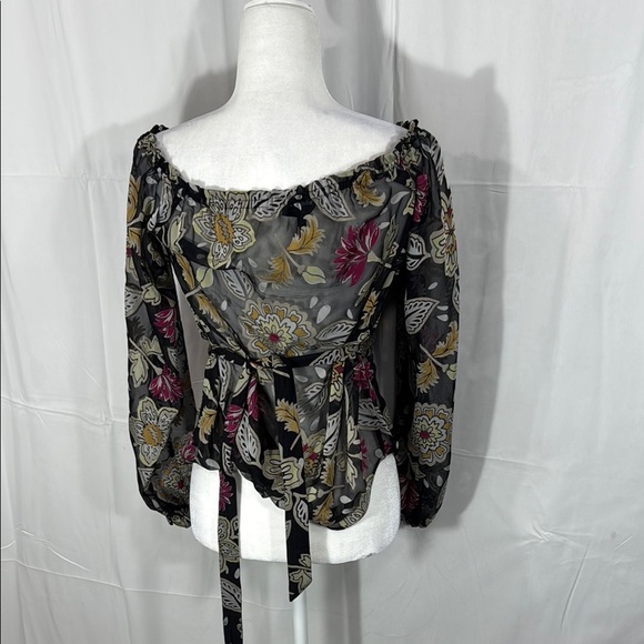 rag & bone Black Floral Fitted Long Sleeve Blouse Size Small - Picture 6 of 9